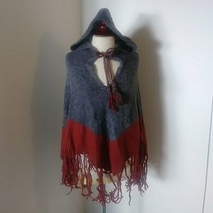 H&M poncho grey and red/orange [0192]